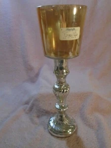 Elegant Silver and Glass Hurricane Pillar Candle Holder - Picture 1 of 5