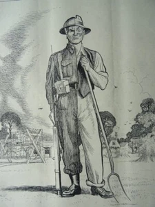 1944 Original Print WW2 THE HOME GUARD - STAND EASY ! - Picture 1 of 2