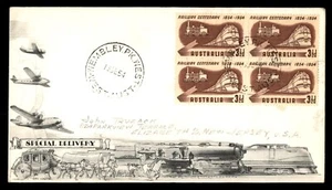 Mayfairstamps Australia FDC 1954 Block Special delivery Day Lowry Railway Centen - Picture 1 of 2