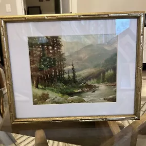 Vintage MCM 1960’s Mountain Stream By Robert Wood Litho Print unframed - Picture 1 of 9