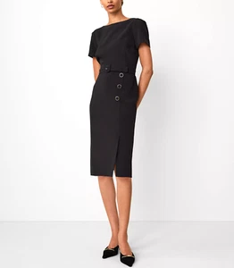 Ann Taylor Women`s $159 Belted Button Midi Sheath Dress size 00 - Picture 1 of 5