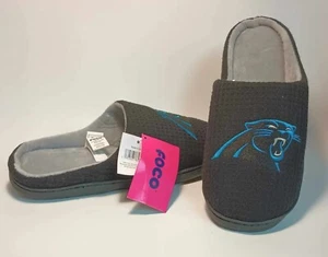 Carolina Panthers Slippers Mens Plush Lined Memory Foam Slide FOCO NFL - Picture 1 of 10