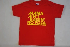 MAMA AIN'T RAISIN' NO FOOL LOGO RED KIDS YOUTH T SHIRT OFFICIAL TUPAC INSPIRED - Picture 1 of 3