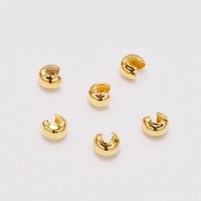 200 piezas cubiertas de cuentas de engarzado de metal 3 mm 4 mm 5 mm cubierta de engarzado fabricación de joyas artesanía Foto 1 de 4