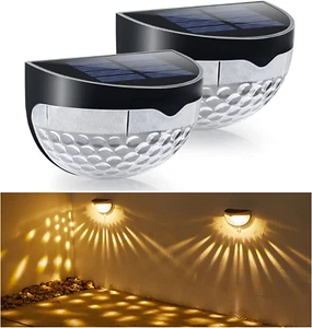 2Pack Solar Fence Lights Outdoor Deck Lights Warm White Solar Wall Lights Outdoo - Picture 1 of 12