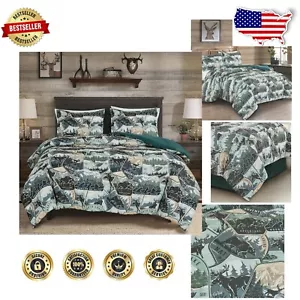 Lightweight King Comforter Set - Soft Microfiber Nature Print for Cozy Retreats - Picture 1 of 11