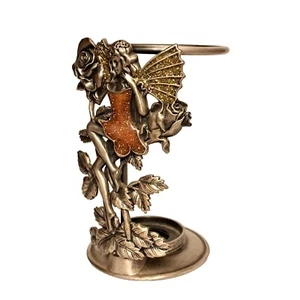 Vintage Pewter W.F Enamel & Glitter Fairy Fae Aromatherapy Stand Candle Holde - Picture 1 of 8