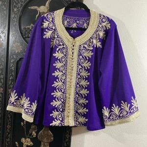 Vintage Purple and Gold Embroidered Jacket - Picture 1 of 8