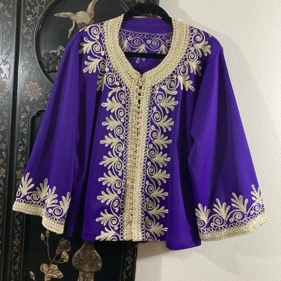 Vintage Purple and Gold Embroidered Jacket - Image 1 of 4