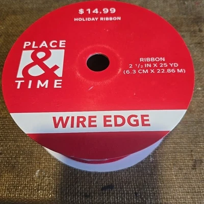 Place And Time Holiday Ribbon 2 1/2” X 8.33Yd Wired Edge Velvet Red. New     L - Image 1 of 4