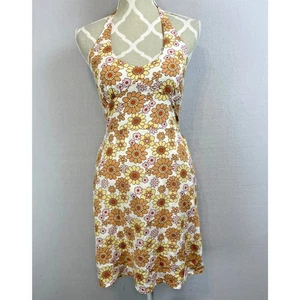 HOLLISTER Mod Floral Print Halter Mini Dress Fully Lined Size Small Smocked Back - Bild 1 von 9