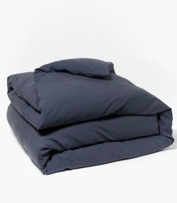 Funda nórdica Coyuchi relajada de lino orgánico completa/azul Queen Harbor Foto 1 de 4