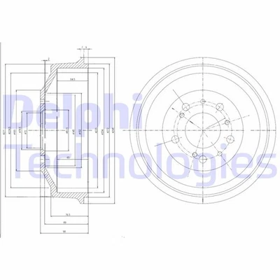 2x DELPHI Bremstrommel Trommeln Trommelbremse Hinten BF153 - Bild 1 von 2