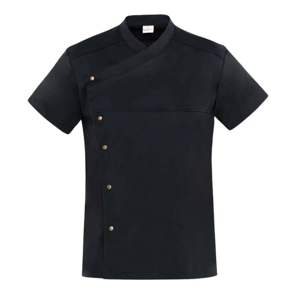 Giacca Cuoco Uomo Lapo Nera a Manica Corta - Giblor's - Divisa Pizzaiolo - Immagine 1 di 2