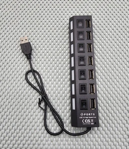 7-Ports USB 2.0 Hub Splitter USB Extension for Laptop PC Computer Flash Drive - Picture 1 of 4