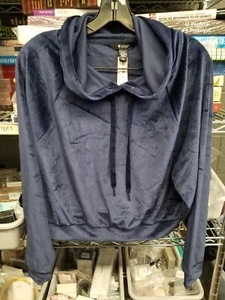 Victoria's Secret 11207138 Ribbed Velour Pullover Hoodie Sz Lg - Blue - Picture 1 of 7