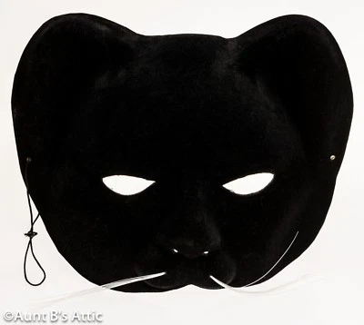 Mardi Gras Cat Animal Mask 1/2 Face Panther Or Leopard Costume Mask - Image 1 of 2