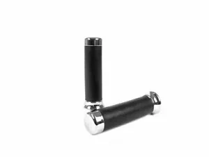 Par de empuñaduras - CALIDAD DE FABRICANTE DE EQUIPOS ORIGINALES - Vespa PX EFL (2001-2010) - Goma Negro/Cromo - Imagen 1 de 1