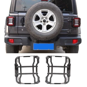Carbon Fiber Rear Tail Light Lamp Guard Cover Trim For Jeep Wrangler JL 2018-23 - Picture 1 of 8