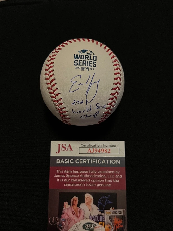 ERIC YOUNG Signed Autographed 2021 World Series Baseball OMLB ATL Braves JSA COA Foto 1 de 2