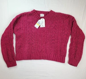 Suéter rosa hippie para mujer pequeño rosa oruga tejido cuello de tortuga recortado - Imagen 1 de 13