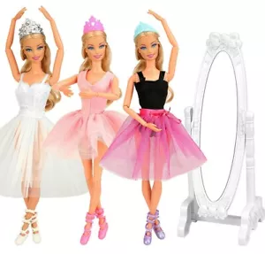 10-PIEZAS BARBIE BAILARINA TRAJES DE BALLET Muñeca Ropa ESPEJO TIARA ZAPATOS TUTÚ NUEVOS - Imagen 1 de 5