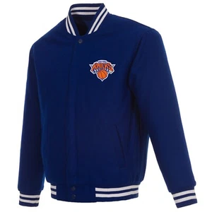 Chaqueta reversible de lana diseño JH New York Knicks de la NBA con 2 parches delanteros logotipo - Imagen 1 de 5