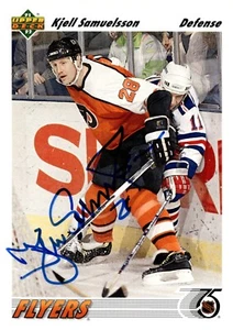 Kjell Samuelsson - Signed 1991-92 Upper Deck Card #396 - Philadelphia Flyers - Picture 1 of 2