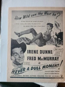 1950 Magazine Movie Ad  "Never a dull Moment " - Picture 1 of 2