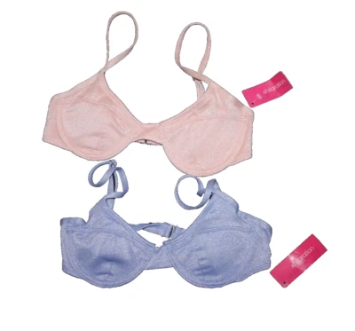 XHILARATION Lote de 2 Sujetadores Acolchados Con Aros Talla XS 00 Rosa Púrpura Metálico NUEVO Foto 1 de 2