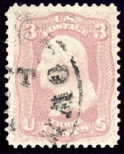 US 64 3c 1861 George Washington pink PSAG cert black CDS cancel - Picture 1 of 3