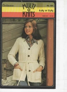 Cleckheaton Knitting pattern 164 ladies 8 or 12ply jacket cable pockets 66-91cm - Picture 1 of 1