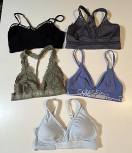 Women’s Sports Bra Lot Of 5 Size Small Calvin Klein Pink Victoria Forever 21 - Picture 1 of 13