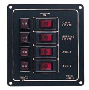 Sea-Dog Aluminum Vertical DC Switch Panel, 4 Switches New - Picture 1 of 4