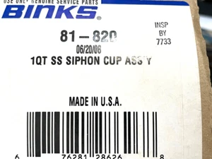 BINKS SIPHON  1 Quart Stainless Steel CUP  dealer price $342.00 ours $250.00 - Picture 1 of 5