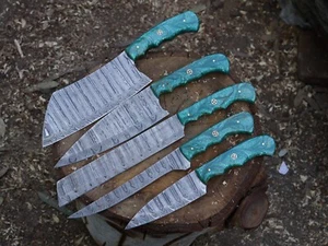 5 PCS Chef Set Damascus steel Blade Kitchen Set Kitchen Tools W/L/S BL- 4786 - Picture 1 of 23