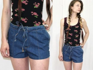 Vintage 70s 80s Jeanetics Denim Jeans Short Shorts Festival Hippie Boho XS S - Picture 1 of 5