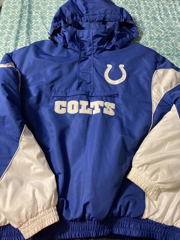 Indianapolis Colts NFL Brand 1/4 Zip Heavy Jacket Blue Color Mens Sz XXL Weather Cover