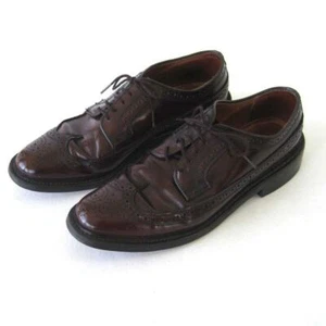 Dexter Burgundy Shell Cordovan Wingtip Oxfords Size 9.5 C Made In USA 217644 Vtg - Picture 1 of 6