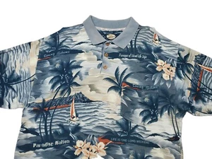 Tommy Bahama "Paradise Nation Purveyor Of Island Life" Hawaiian Polo Men's Large - Picture 1 of 12