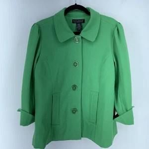 Dialogue Womens Medium Pea Coat Brat Kelly Green? Swing Preppy Casual Lined - Picture 1 of 7