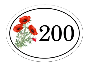 Poppy house/door number sign - 2 options available - ANY NUMBER - 120mm x 90mm - Picture 1 of 8