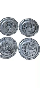 Vintage 1973 Set of 4 Pewter Sexton American Revolution Collector Plates. USA - Picture 1 of 10
