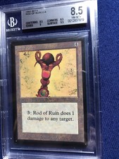MTG Beta 9.5, 9 Rod of Ruin U A BGS 8.5Quad++ NM-MT+ (GEM MINT surface)  1993