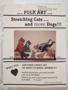 Arte popular patrón de costura estiramiento gatos más perros relleno sin cortar Brinkmann de colección - Imagen 1 de 2