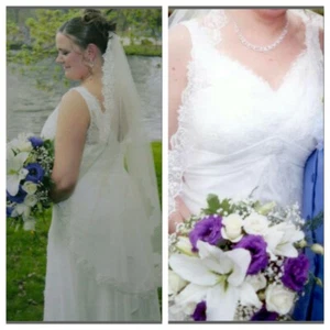 Sleeveless Ivory Wedding Dress V-Neck Empire Waist Gown ST9505 Galina Signature - Picture 1 of 11