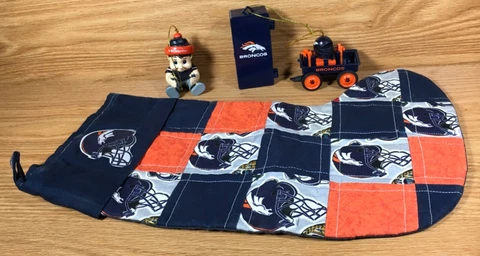 4 lot used DENVER BRONCOS NFL Football ORNAMENTS CHRISTMAS STOCKING collectibles Cover