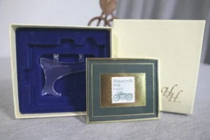 1992 Hanford Heirlooms 1913 Harley Motorcycle USPS 5 Cent Stamp w Case & Stand - Picture 1 of 7