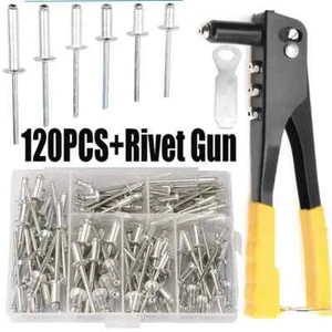Juego de remachadora de alta resistencia pistola remachadora pop, 120 piezas remaches ciegos kit surtido mano... - Imagen 1 de 9