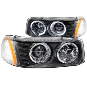 Black Clear Lens Projector Headlight Set w/Halo for 2000-2006 GMC Yukon - Foto 1 di 4